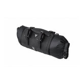 Topeak Frontloader bikepacking pannier bag with waterproof 8L drybag attached to a bicycle front rack.