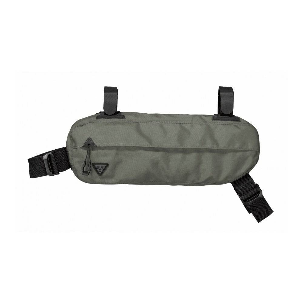 Topeak Midloader bike pannier bag mounted on bike frame, water-resistant storage for cycling accessories, 3L-6L capacity