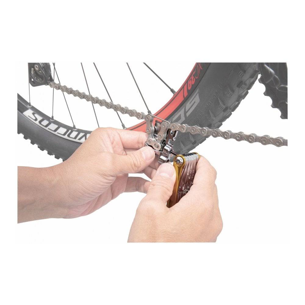 Topeak Mini PT30 30-function bike multi-tool with tubeless tyre repair kit for bike workshop use.