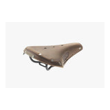Brooks B17 Softened Tan Leather Bike Saddle with Steel Rails, close-up view of the vintage-style bicycle component