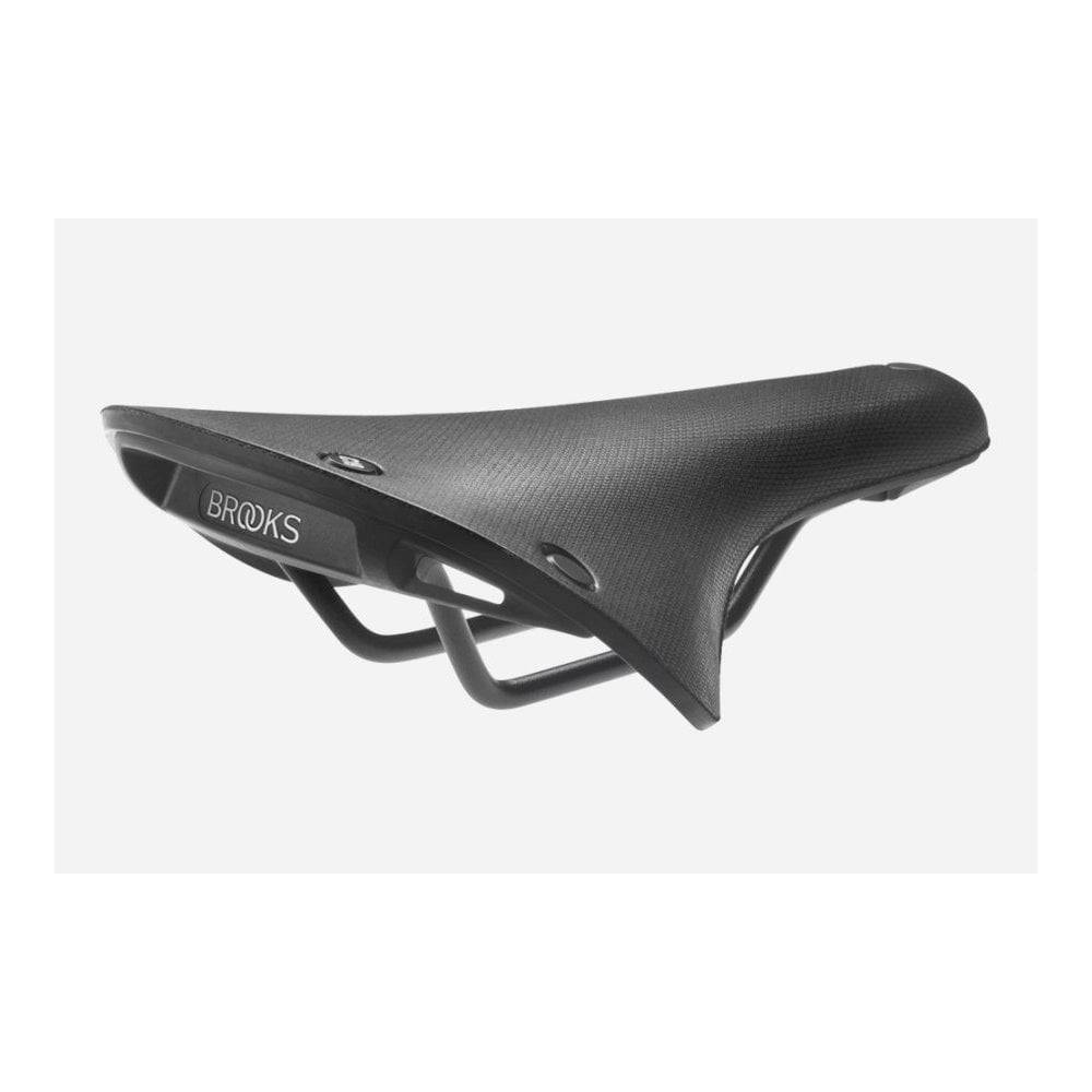 Brooks C19 Cambium all-weather waterproof city commuter saddle with accessory loops, designed for durable urban cycling.