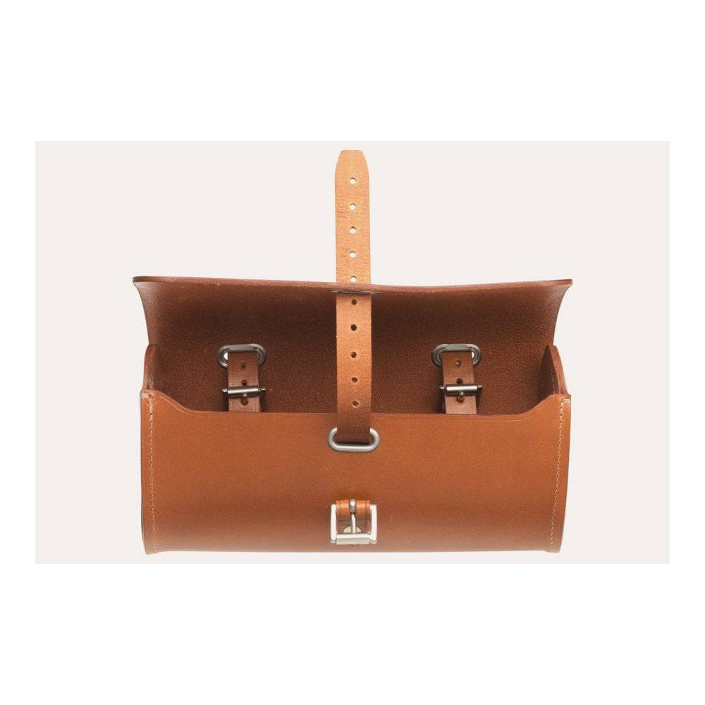 Brooks Challenge Large Leather Tool Bag for cyclists, handmade leather pannier accessory with sturdy design and vintage style.