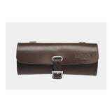 Brooks leather challenge tool bag for saddles with bag loops, handmade leather pannier accessory for cycling gear.