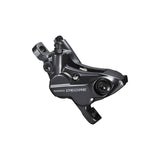 Shimano Deore BR-M6120 4-pot hydraulic brake caliper for front or rear post mount, without adapters, with black finish.