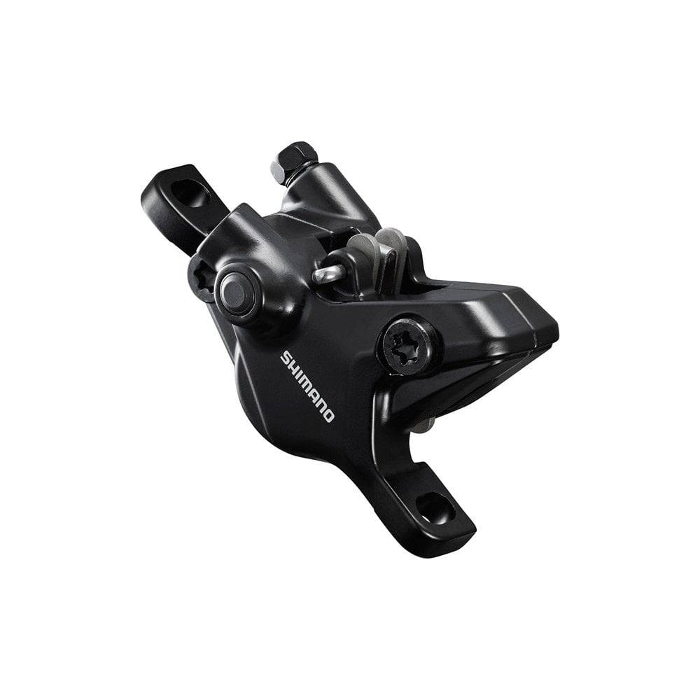Shimano Deore BR-MT410 2-pot hydraulic brake caliper for front and rear, post mount, no adapters, bicycle component.