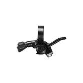 Shimano Deore SL-MT500-L left-hand adjustable seatpost lever with clamp band for bike components, showing ergonomic design and branding.