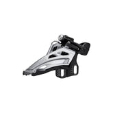 Shimano Deore FD-M4100-E 10-speed double side swing front derailleur for mountain bikes, E-Type component with mounting clip.