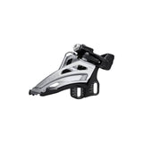 Shimano Deore FD-M4100-E 10-speed double side swing front derailleur for mountain bikes, E-Type component with mounting clip.