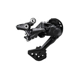 Shimano Deore RD-M5120 Shadow+ SGS long cage MTB rear derailleur for 10/11-speed mountain biking components, showing detailed gear mechanism.