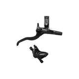 Shimano Deore hydraulic disc brake lever and 4-piston calliper set, mountain bike components, black finish, for reliable stopping power.