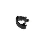 Topeak mounting clamp in black for DeFender TX and IGlow TX mudguards and lights, shown attached to a bicycle frame.