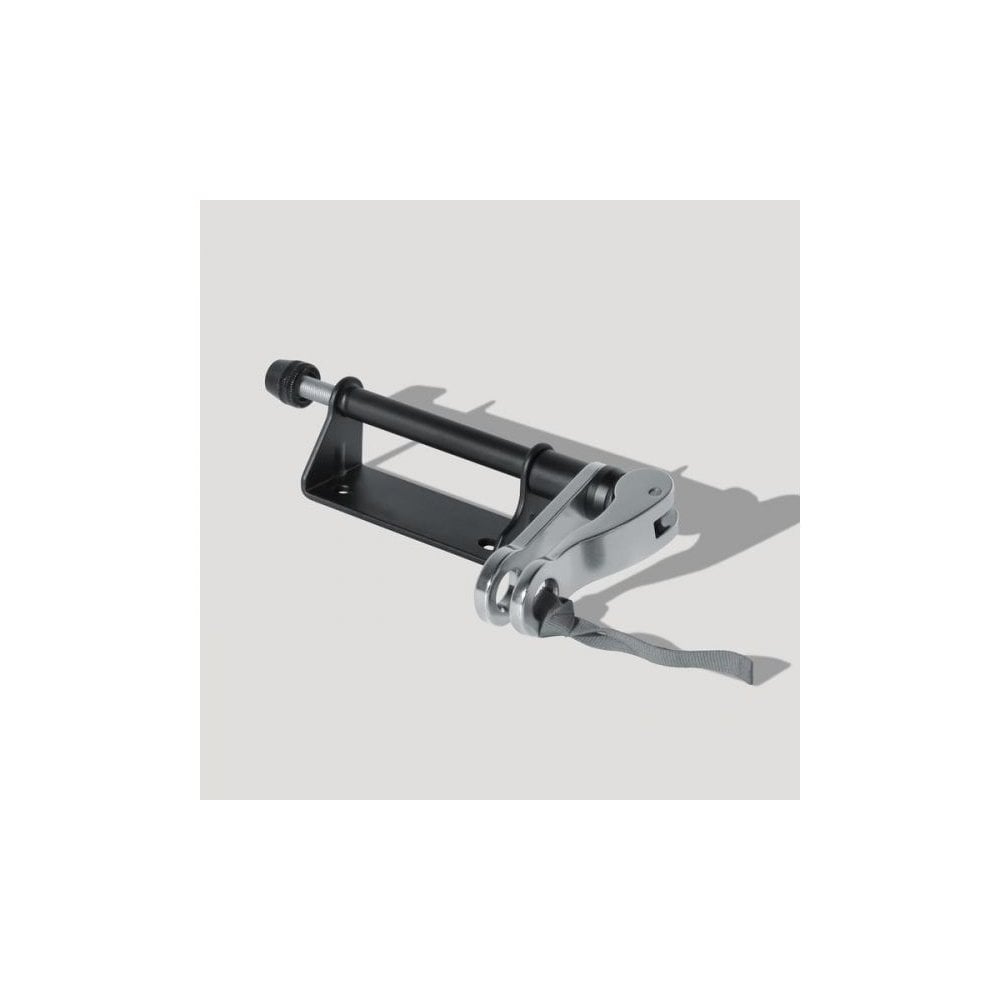 Delta Bike Hitch Pro front fork mount with patented locking lever in black and silver, designed for secure bike transport accessories.