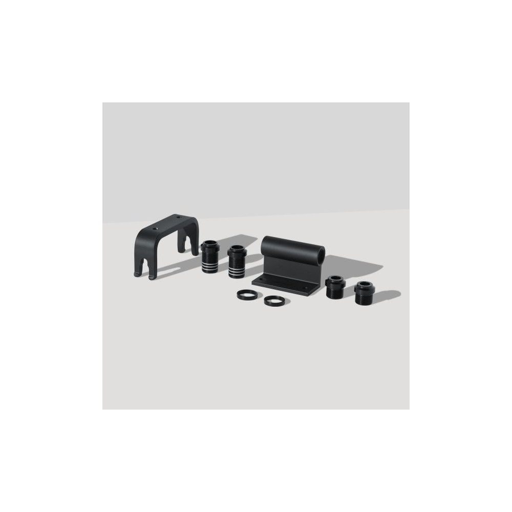 Delta Thru-Axle Hitch Pro black accessory with roof rack adapter, compatible with 12mm and 15mm bike axles, for secure mounting.