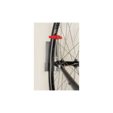 Delta hinged single bike hook in black with rubber arm protection for vertical bike storage, durable accessories for bike organization