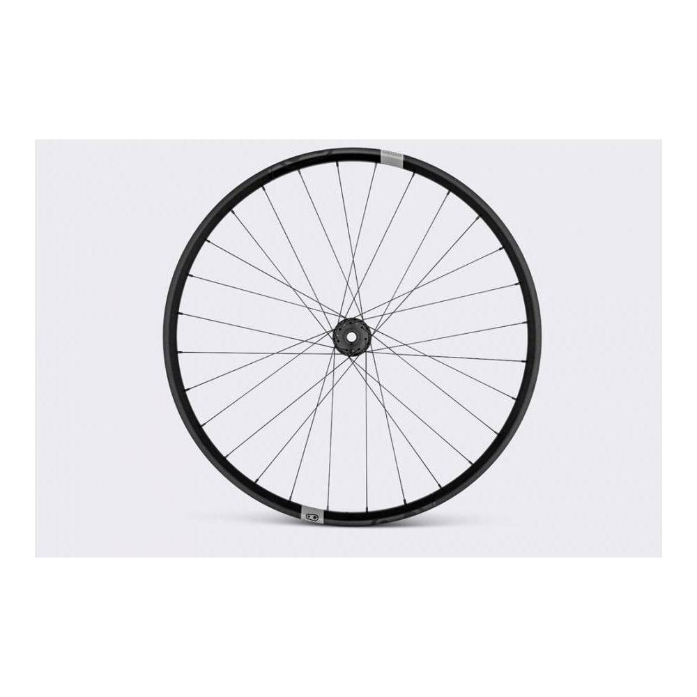 Crankbrothers Synthesis Alloy XCT 29-inch front wheel with black and grey finish, 6-bolt disc brake compatible, boost aluminum rim