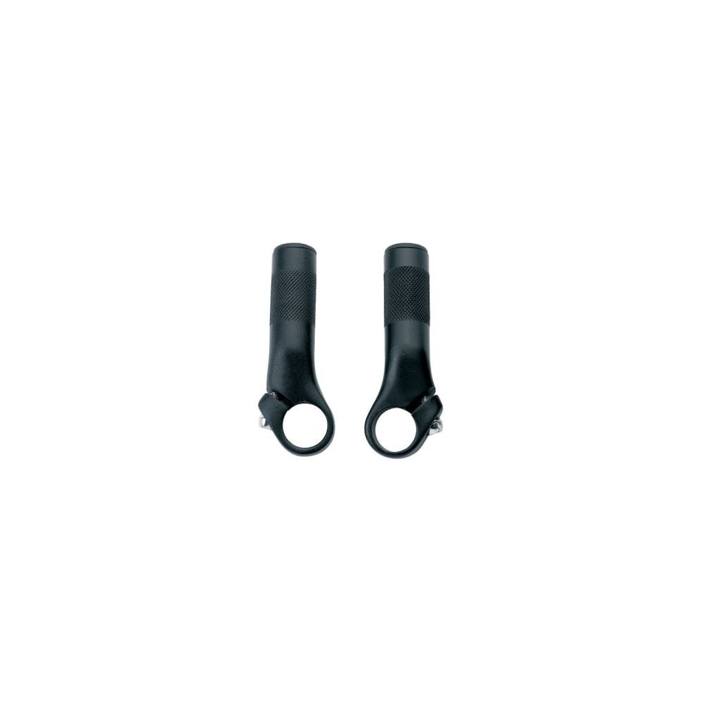 System Ex forged alloy bar ends with anti-slip grip for flat bar bikes, durable bicycle handlebar components.