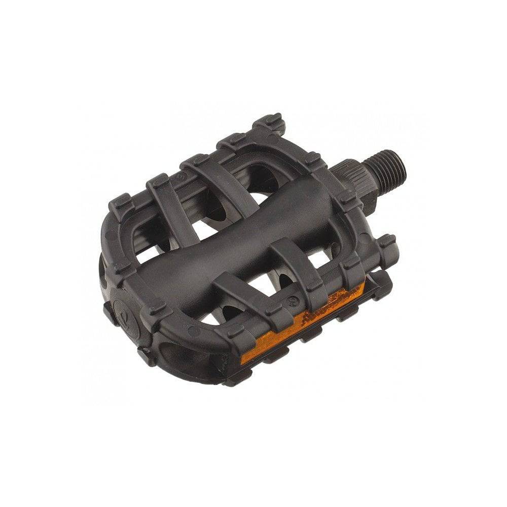 Black System EX J250 Junior bike pedals with durable boron spindle and standard fit, ideal for children's bicycles.