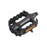 System EX M200 black pedals with boron spindle and reinforced design, showcasing durable cycling component hardware.