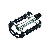 System EX M700 silver and black bike pedals with CNC CroMo spindles and reflectors, designed for durable cycling performance.