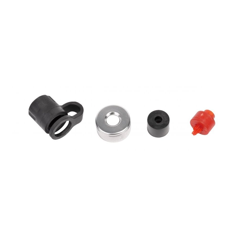 Topeak Shuttle Gauge Digital Rebuild Kit with Presta and Schrader valve parts, cap, and dustcover for bike accessories.