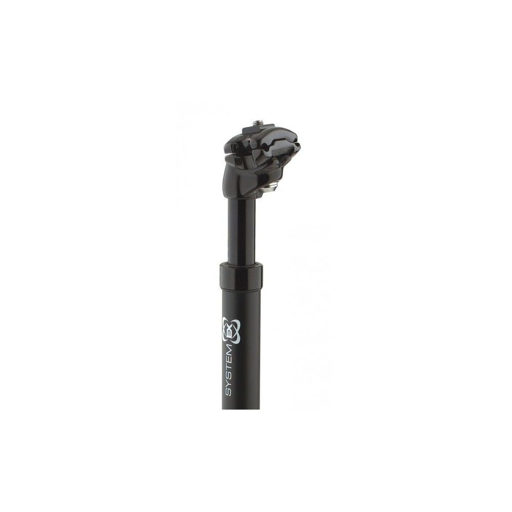 System EX Suspension Seatpost EL Black 27.2mm lightweight alloy with adjustable preload for mountain bikes.