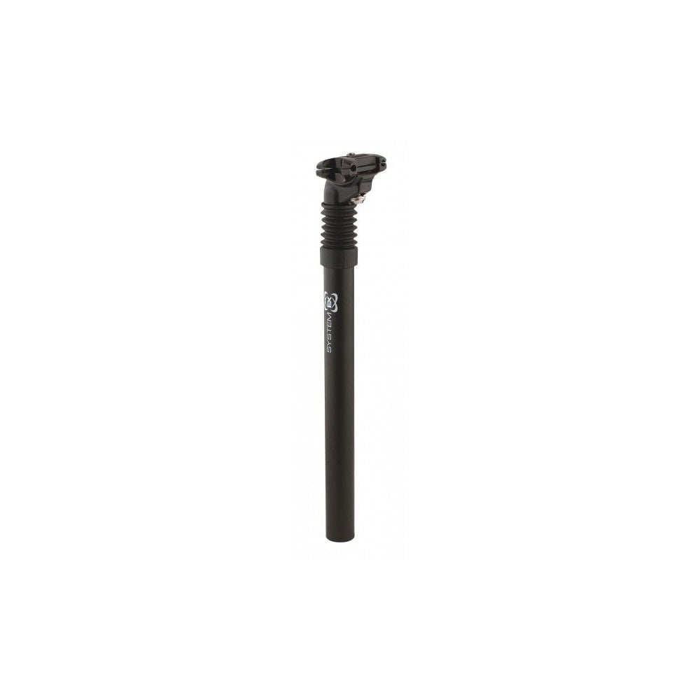 System EX suspension seatpost for road bikes, black 27.2mm with adjustable preload and lightweight components.