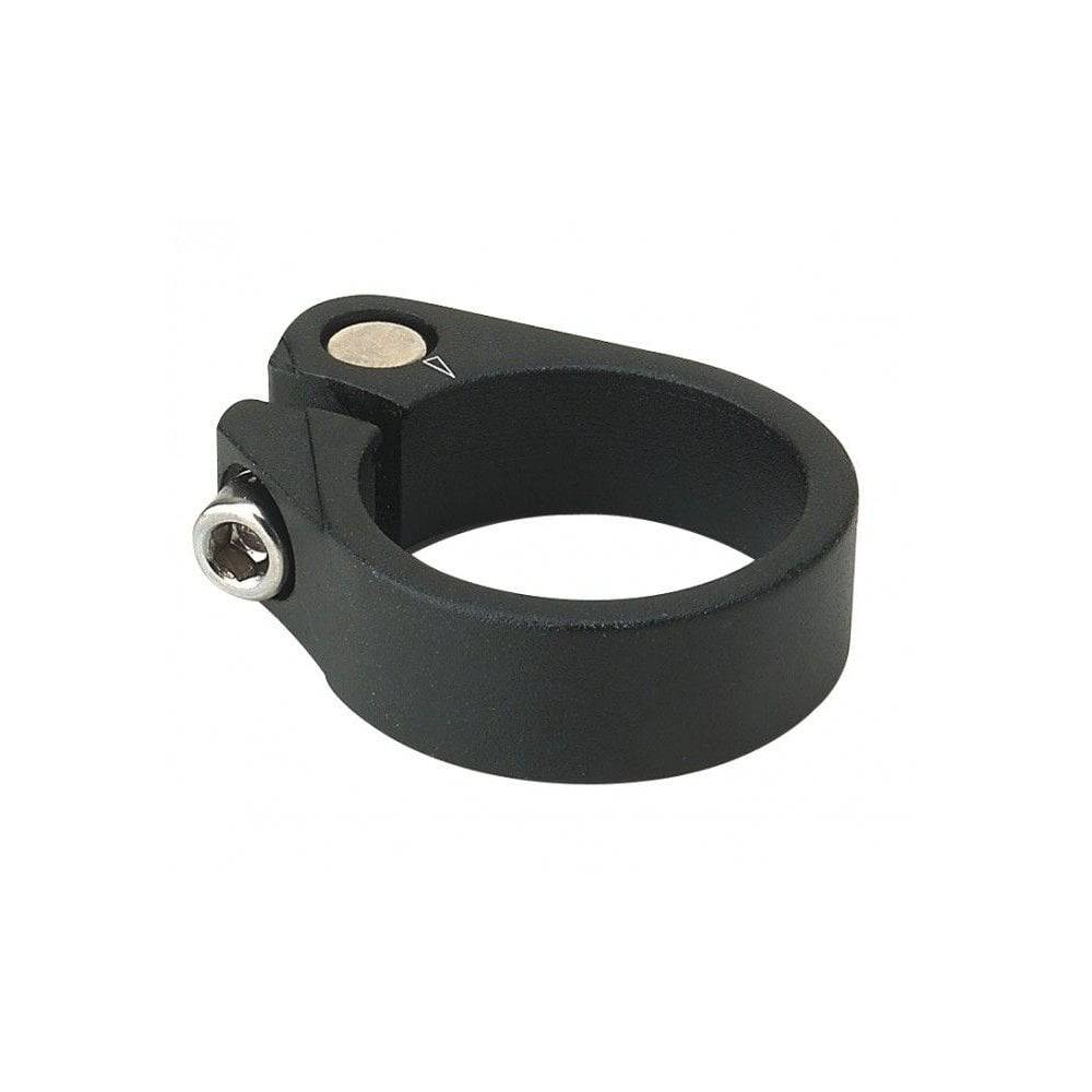 System EX Carbon Seatpost Clamp 13mm alloy bike component showing the black clamp with branding and mounting hardware