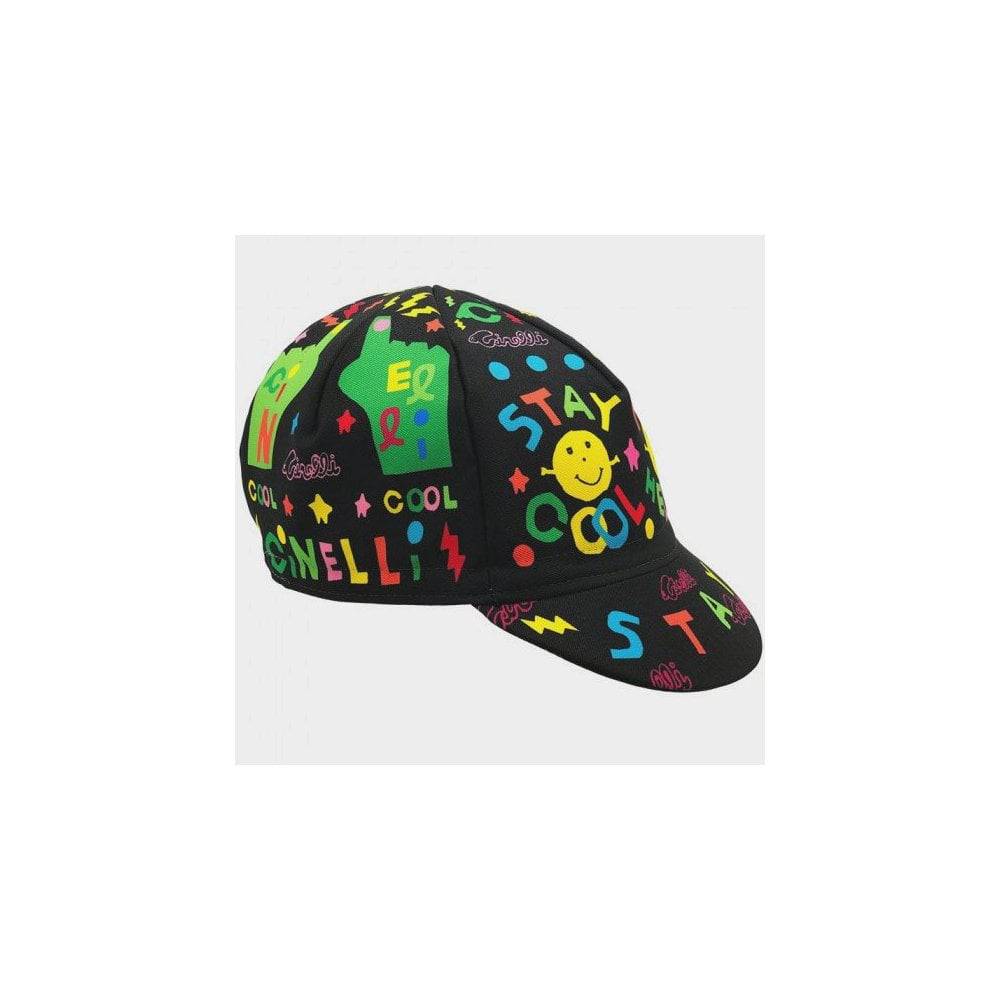 Cinelli Louie Cordero Lolobuko cap featuring colorful, artistic cycling and casual headwear with vibrant design details.