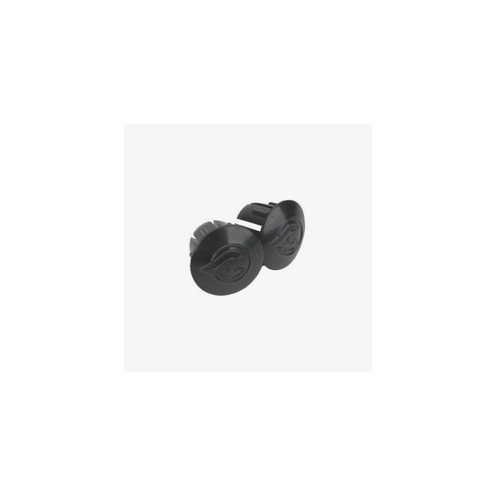 Cinelli Winged C bar end plugs for handlebar protection and finishing bar tape on bicycle handlebars.