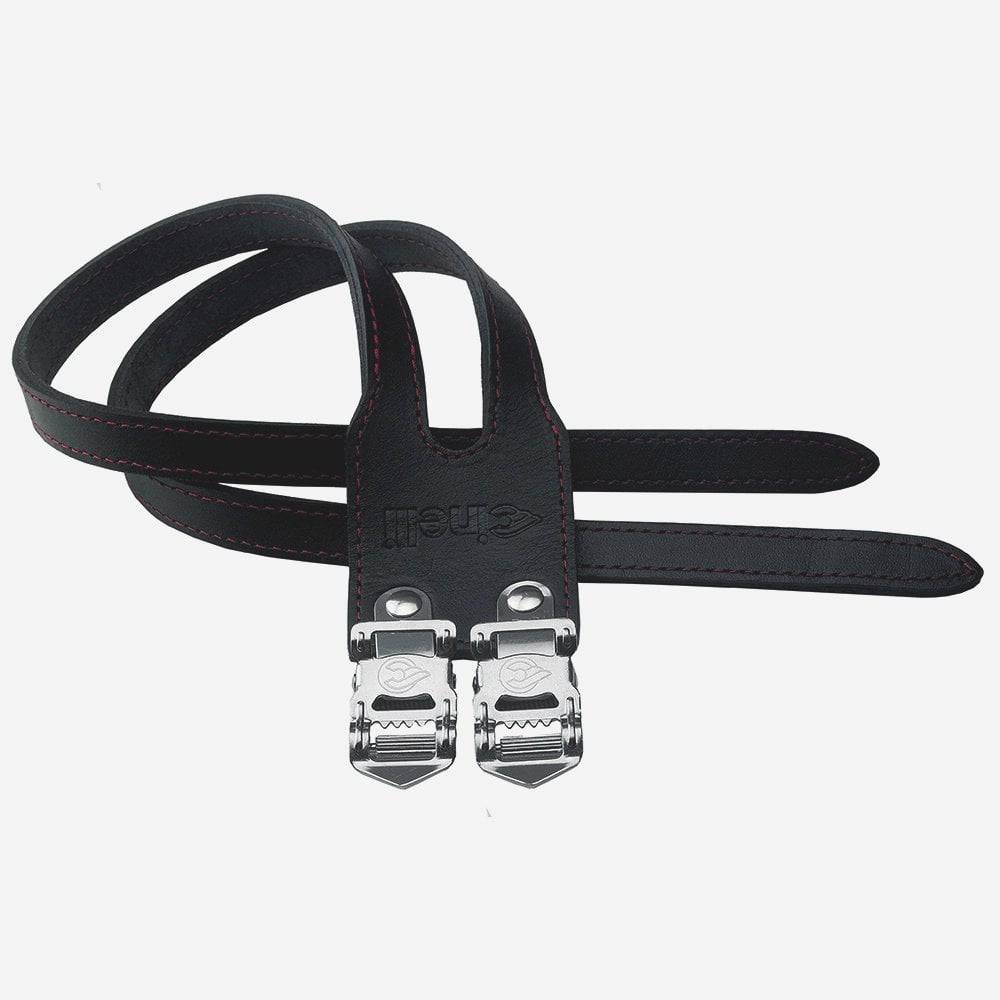 Cinelli Duo Toe Straps replacement spares for cycling shoes, showing black straps with metal buckles and adjustable design.