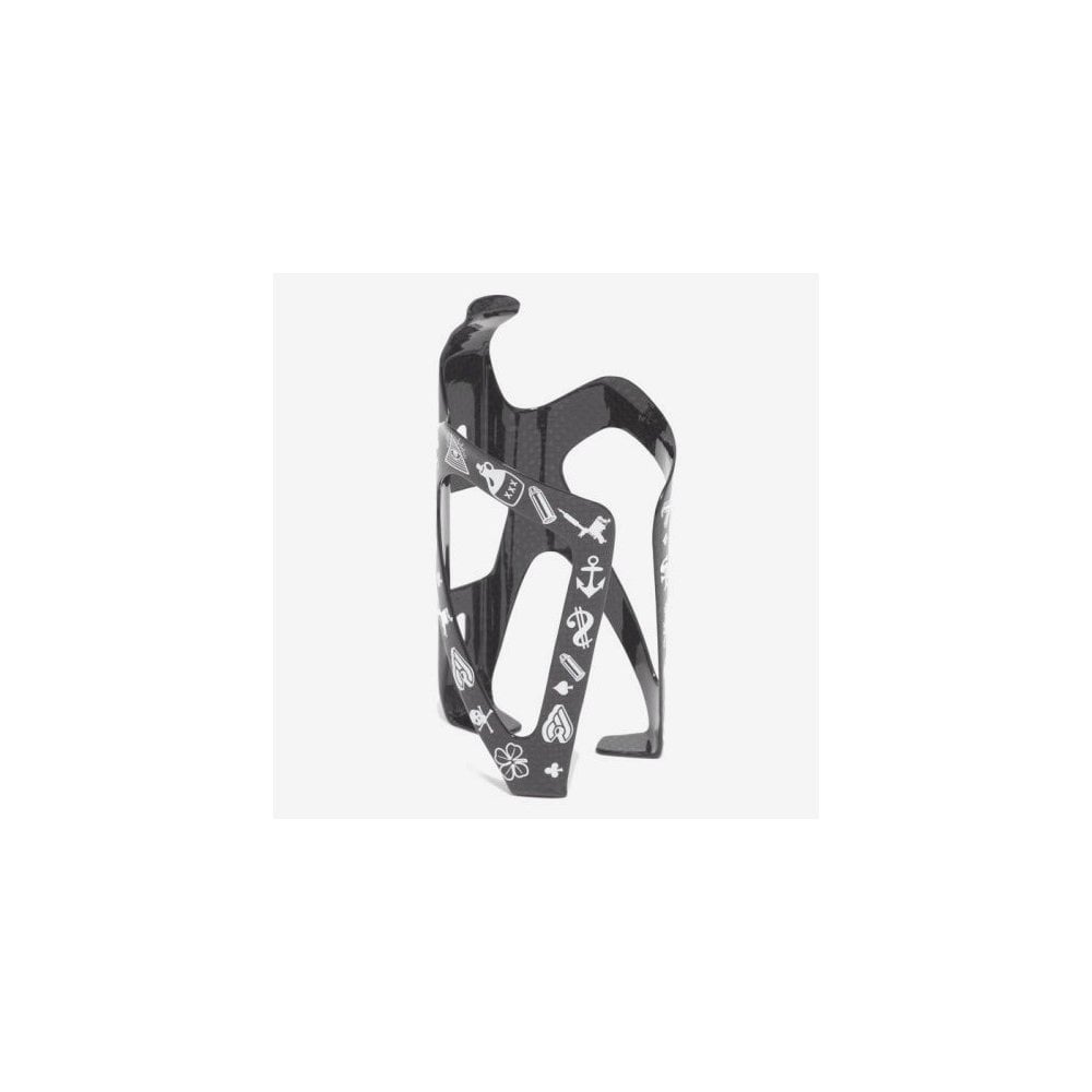 Cinelli Mike Giant carbon artwork bottle cage for bikes, lightweight cycling accessory with graphic design.