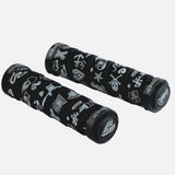 Cinelli Mike Giant Art Bike Grips with velvet ribbon and anodized aluminum rings, showcasing stylish cycling handlebar components.