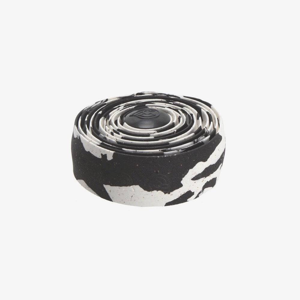 Cinelli Macro Splash Cork Bar Tape with chrome end plugs for road bike handlebars, featuring colorful splash design and durable grip.