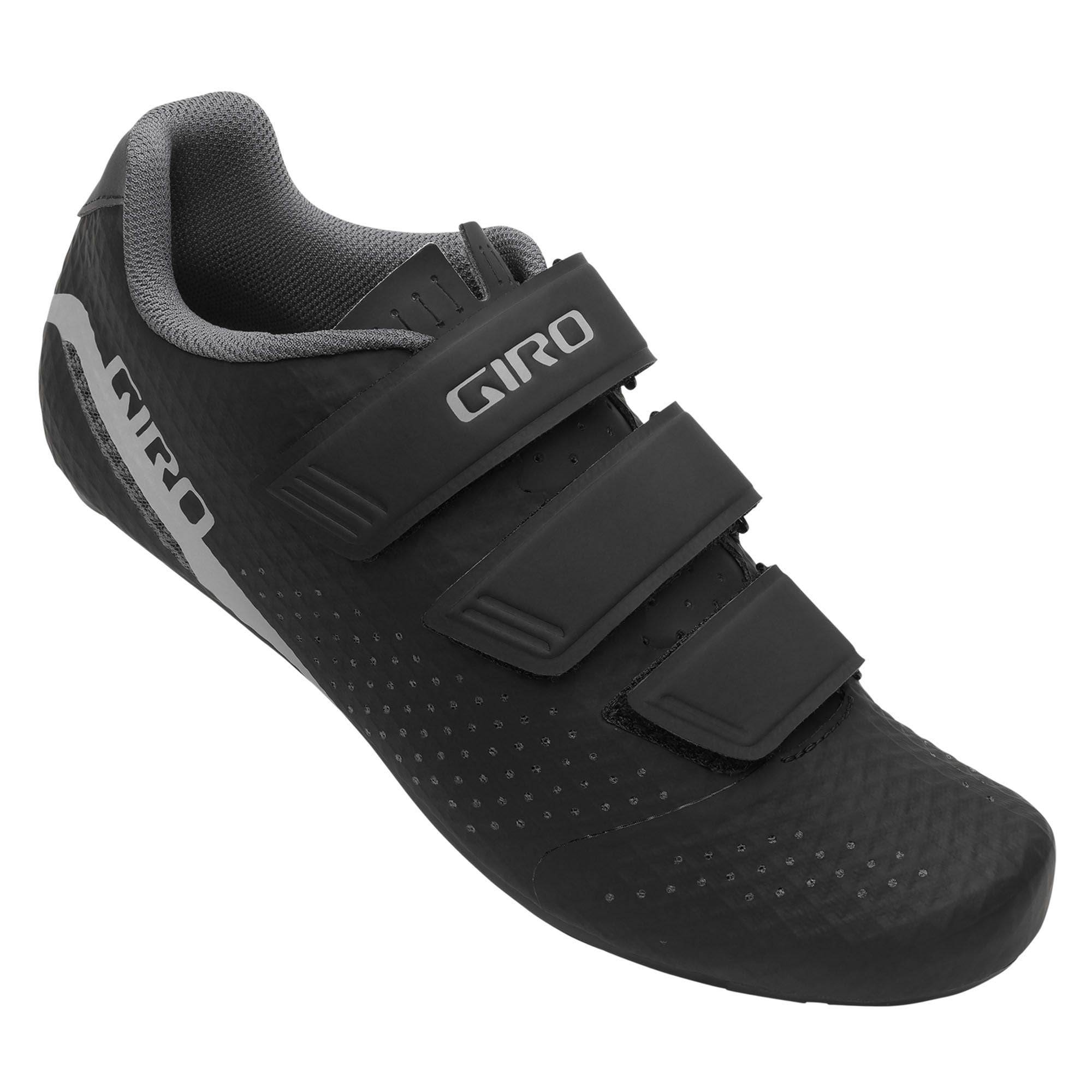 Giro Stylus Women's Road Cycling Shoes with Velcro straps and 3-bolt cleat compatibility, shown from a side angle.