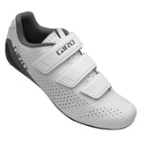 Giro Stylus women's road cycling shoes with Velcro straps and 3-bolt cleat compatibility, shown from a side angle.