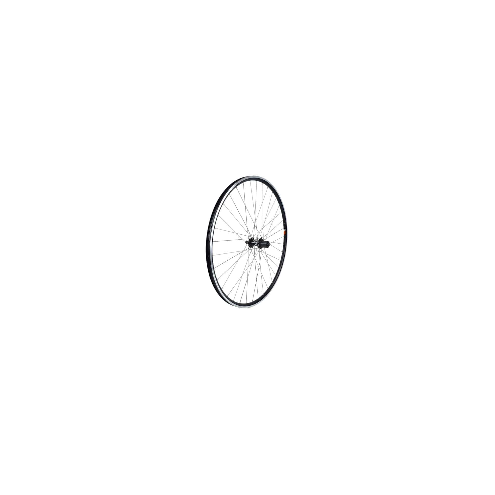 Bontrager Approved TLR 36H 700c clincher road front wheel in black, showing the lightweight alloy rim and hub details.