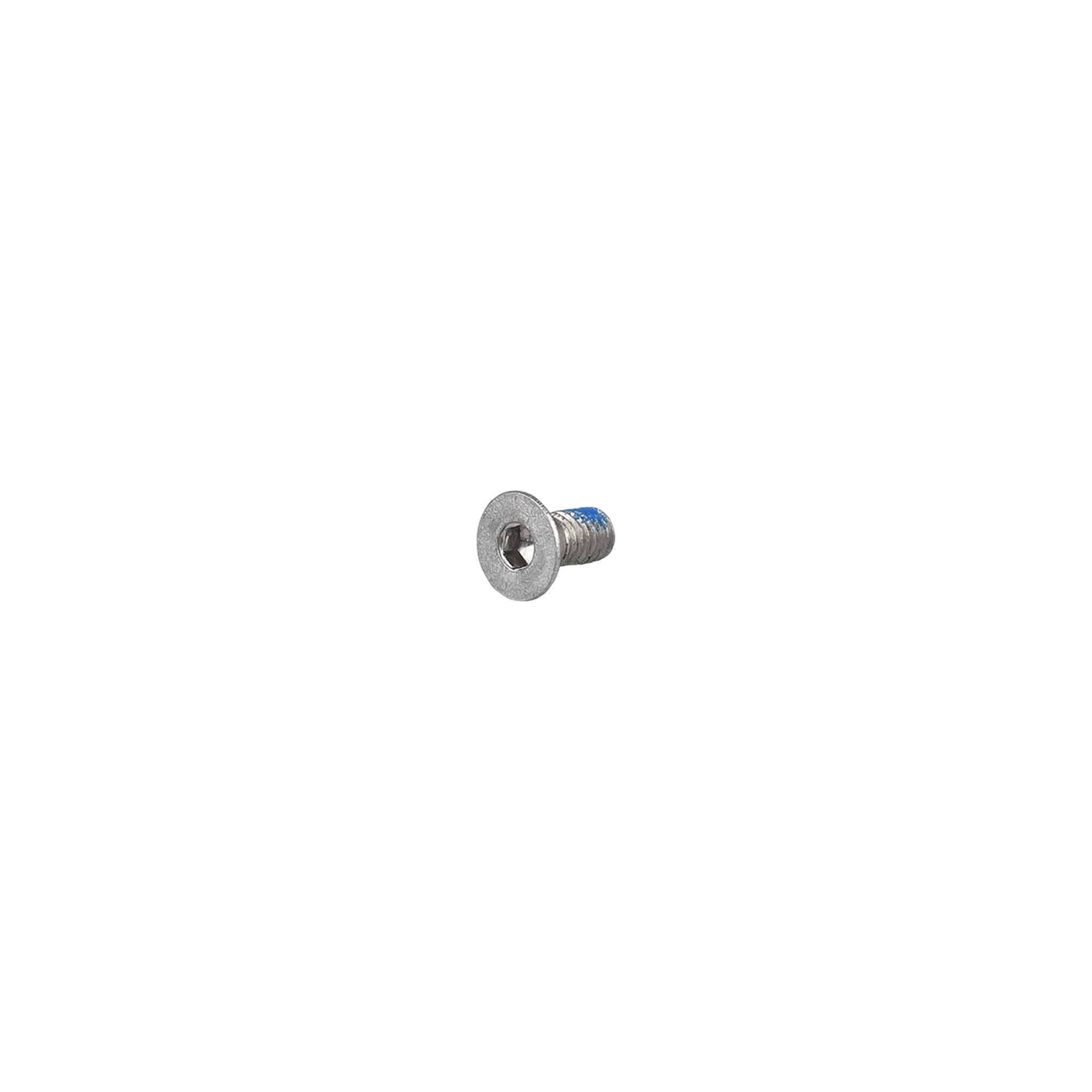 Silver Trek Road M3 x 0.5 x 7mm countersunk head bolt for bike components, shown in close-up with threading and smooth head.