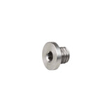Silver Trek derailleur hanger button head bolt, 6mm x 4mm, for bike frame components, shown in close-up.