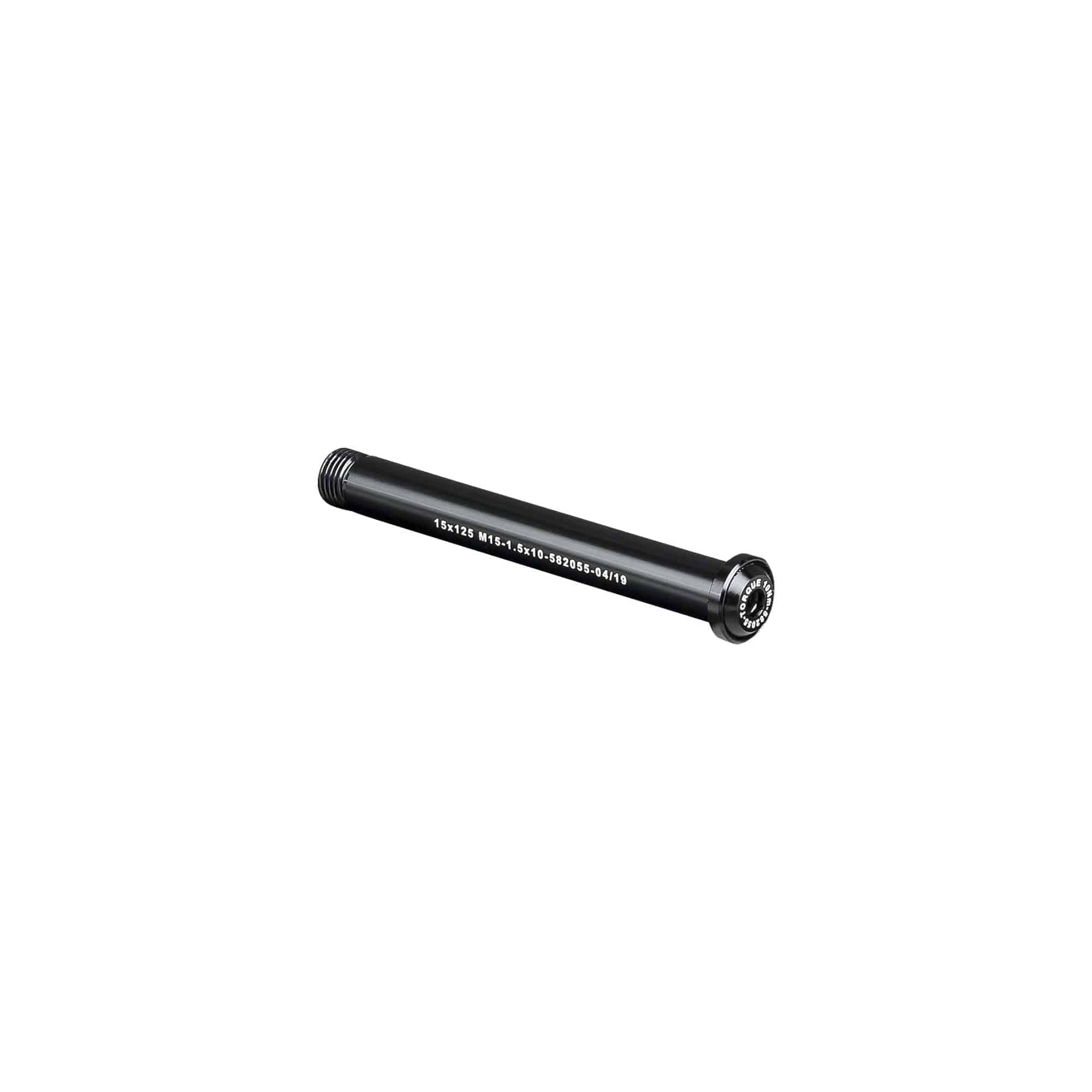 Bontrager Switch Lever front thru-axle in black with hex key operation, 125mm length, for bike components.