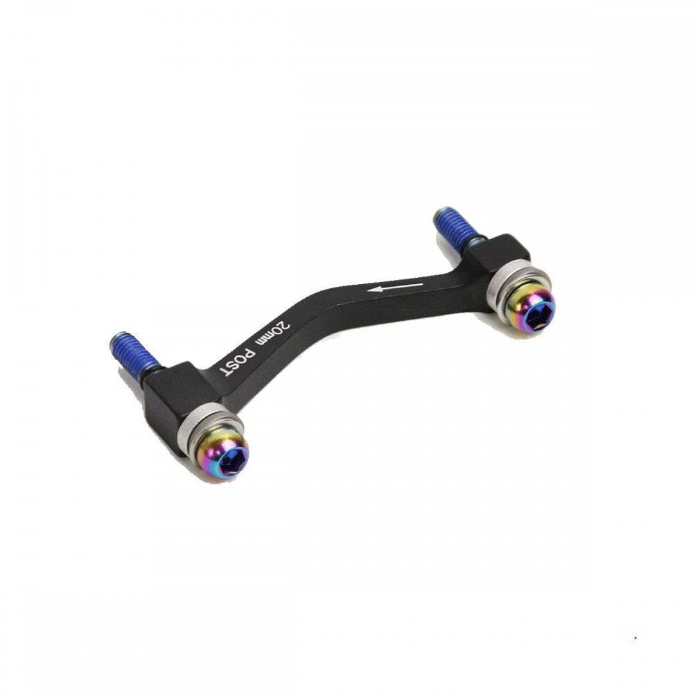 SRAM 20mm standard post bracket with stainless steel rainbow bolts for bike brake mount, durable bike component accessory.