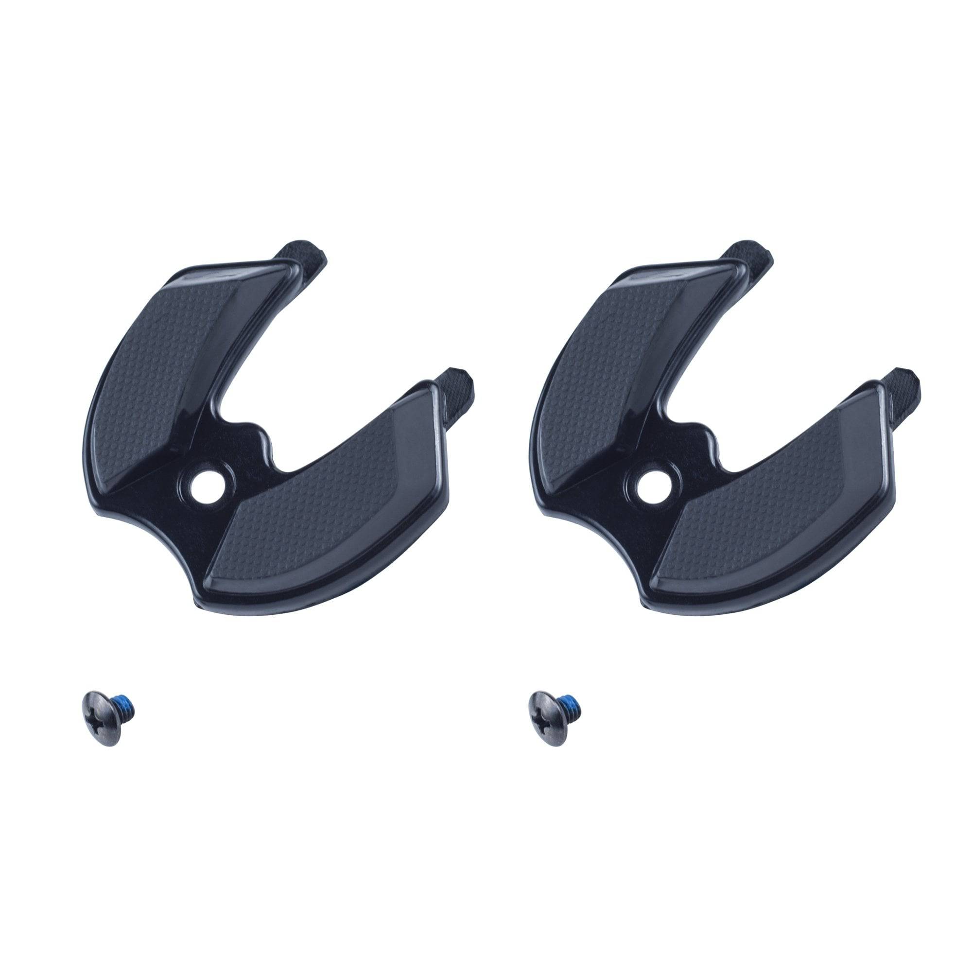 Bontrager universal replacement heel studs with mounting screws for road cycling shoes, shown attached to the sole.