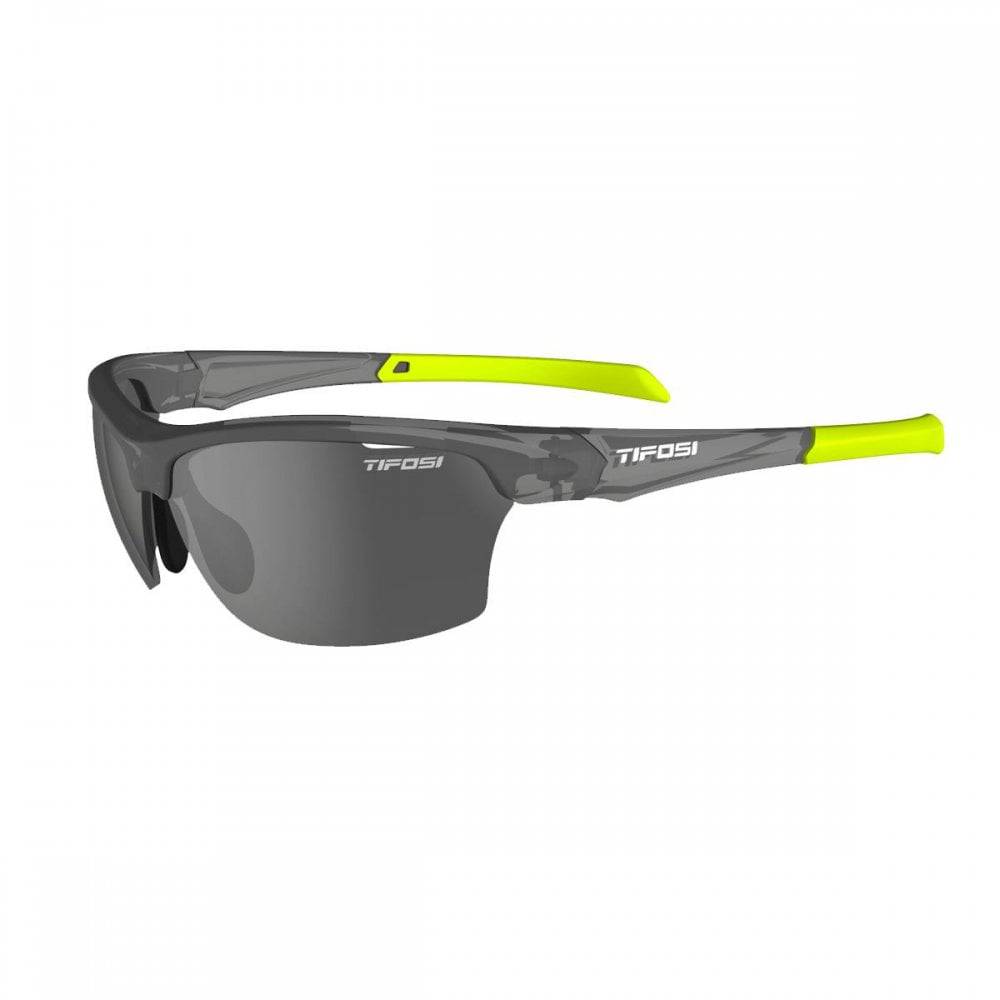 Tifosi Swank polarized sunglasses with single lens, UV protection, lightweight frame, and stylish design for outdoor wear.