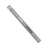 Cyclo Tools stainless steel dual-scale spoke ruler for bike maintenance, measuring 0-340mm for accurate wheel building.