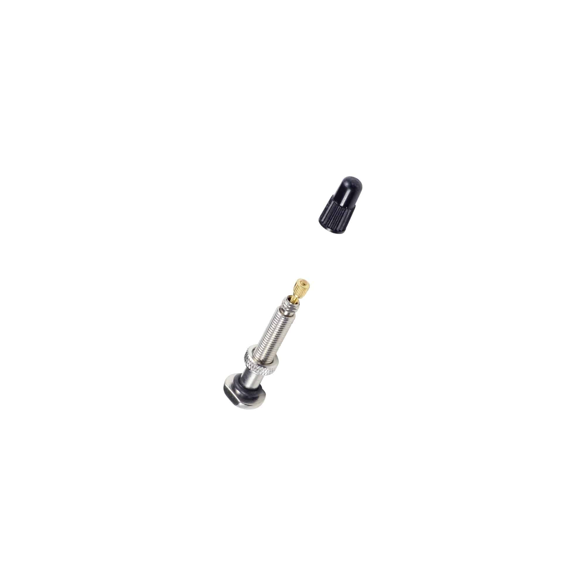 Bontrager round base TLR tubeless valve stem with removable core for bicycle wheels, component for tubeless tire setup.