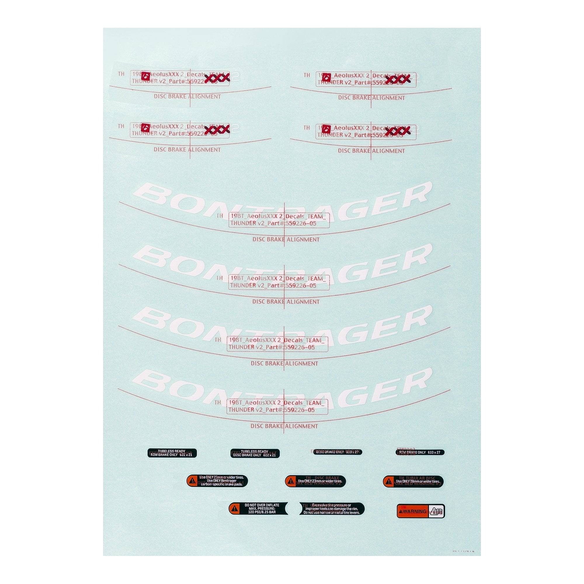 Bontrager Aeolus XXX 2 wheel decals for replacement, featuring sleek design and branding for bicycle wheel customization.
