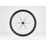 Bontrager Aeolus Elite 50 TLR disc road wheels with tubeless-ready carbon aero rims and aerodynamic spokes.
