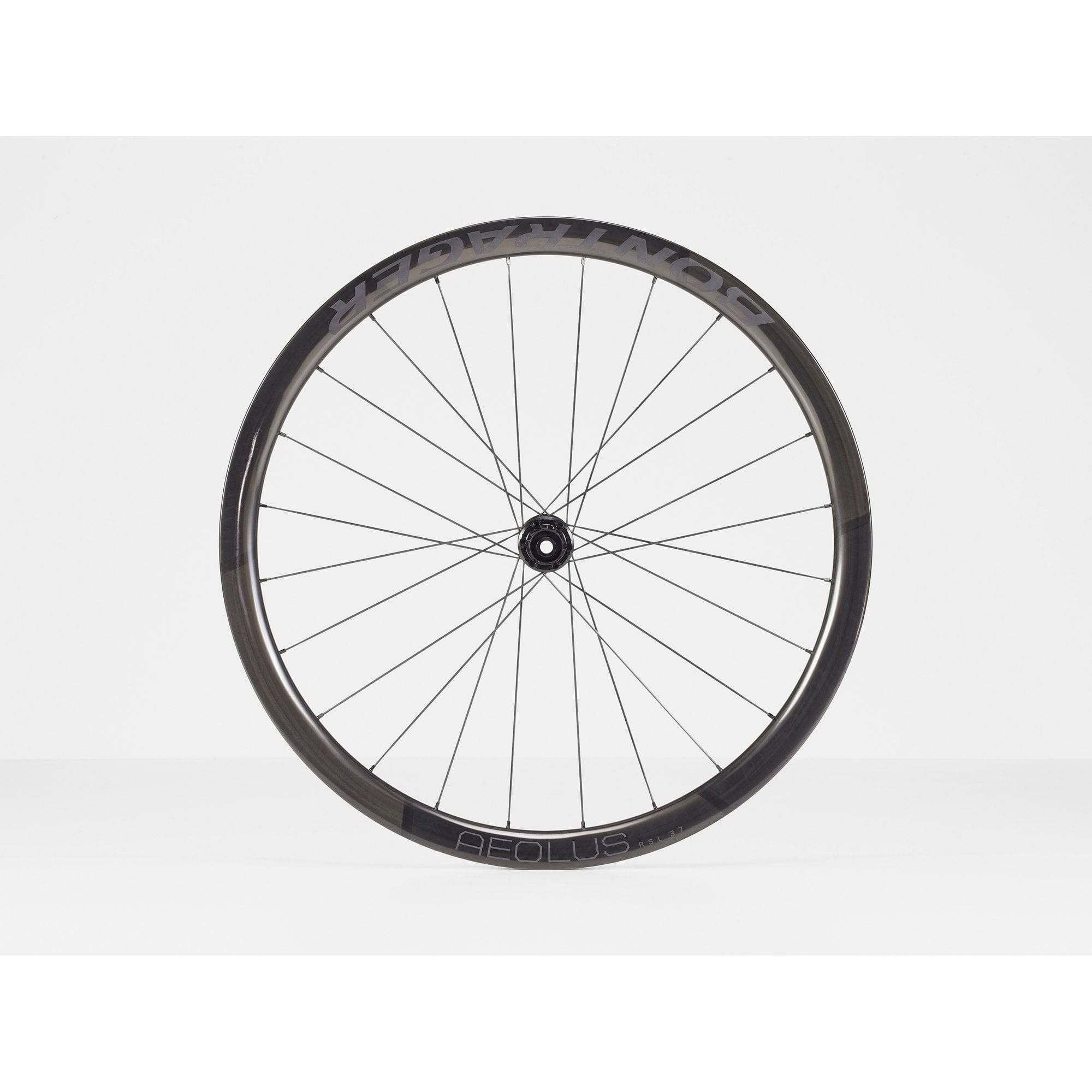 Bontrager Aeolus RSL 37 tubular disc road wheels with DT Swiss 240s hubs, showing sleek aerodynamic design and carbon rim details.
