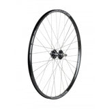 Bontrager 700C rear mountain bike wheel with 6-bolt disc brake mount, black 32H alloy rim, suitable for MTB components.