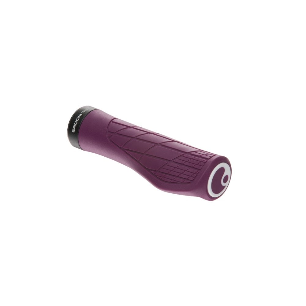 Ergon GA3 ergonomic mountain bike grips with carbon-friendly CNC aluminium clamps, designed for comfortable MTB riding.