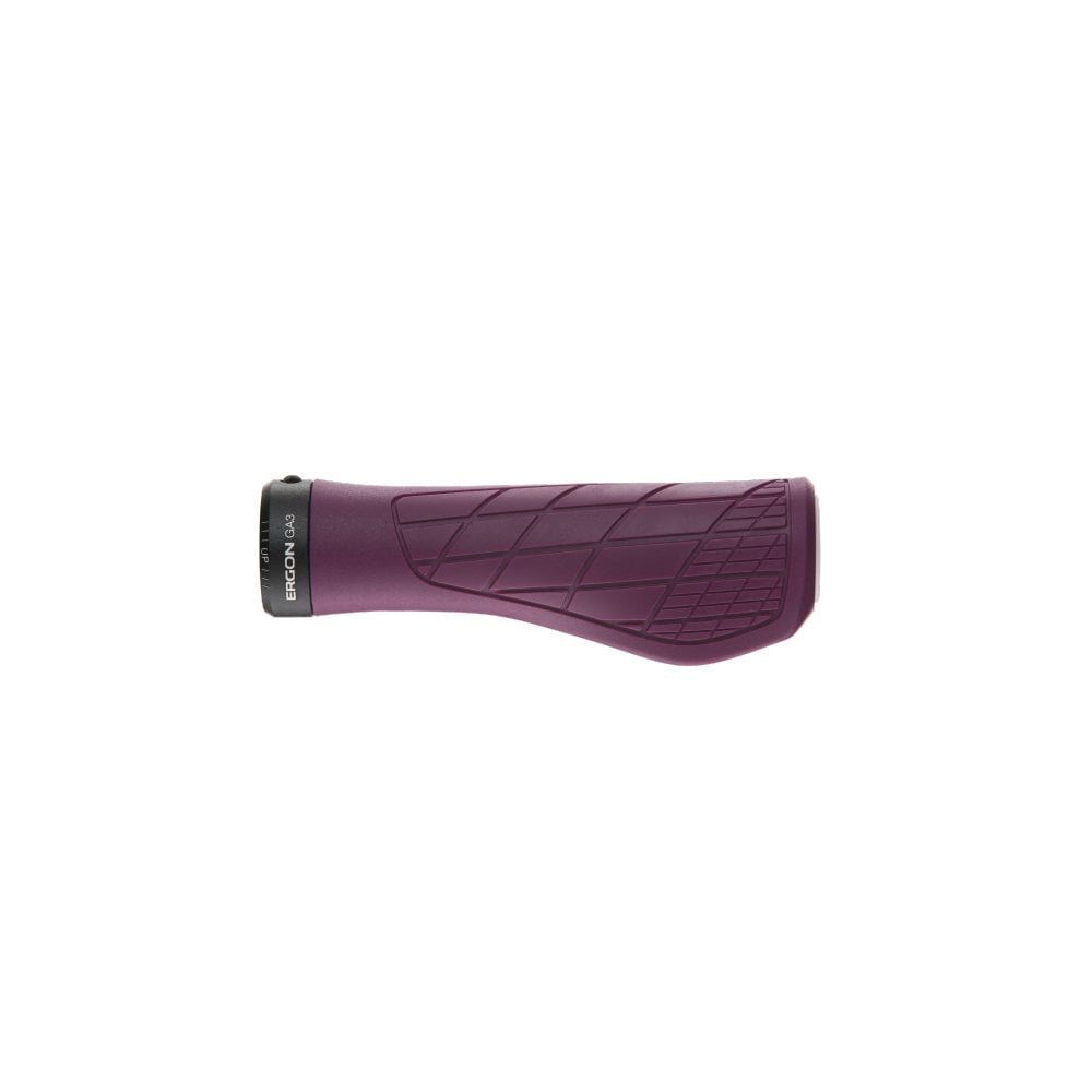 Ergon GA3 ergonomic mountain bike grips with carbon-friendly CNC aluminum clamps, designed for comfortable MTB riding.